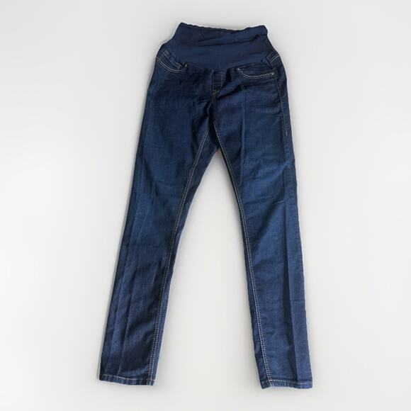 Indigo Blue Maternity Womans Sz M Wash Stretch Jeans Full Panel - Picture 1 of 6